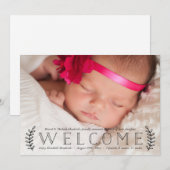 Rustic Botanical Overlay Photo Birth Notice Aankondiging (Voorkant / Achterkant)