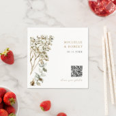 Rustic Botanical QR Code Share your Photos Wedding Servet (Insitu)