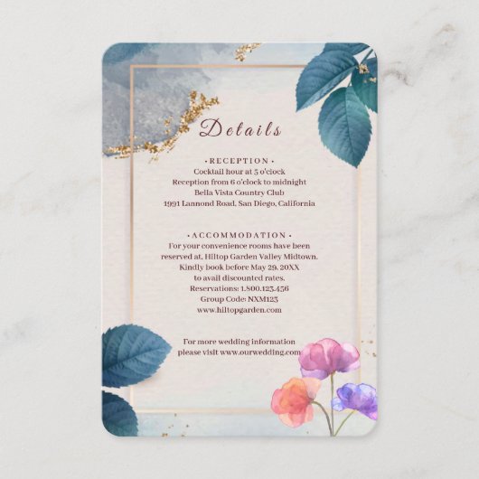 Rustic Botanical Wedding Enclosure Card | Elegant Informatiekaartje (Voorkant)