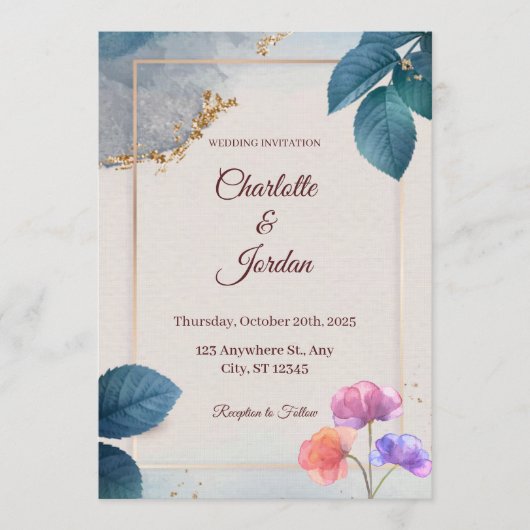 Rustic Botanical Wedding Invitation (Devant)