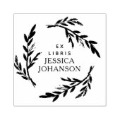 Rustic Botanical Wreath Custom Ex Libris Book Rubberstempel (Afrduk)