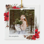 Rustic Bough | Holiday-foto Keramisch Ornament (Achterkant)