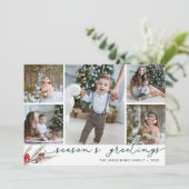 Rustic Bough | Holiday Photo Collage Card Feestdagenkaart (Staand voorkant)
