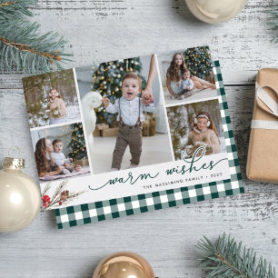 Rustic Bough Holiday Photo Collage Card Feestdagenkaart