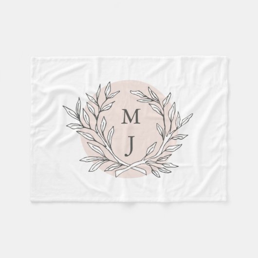 Rustic Bough Wreath Monogrammed Blanket Fleece Deken (Voorkant (Horizontaal))