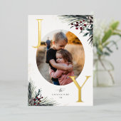 Rustic Boughs Gold Joy Carte photo de vacances (Debout devant)