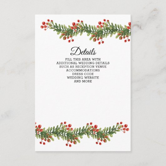 Rustic Boughs of Holly Winter Kerstbruilding Informatiekaartje (Voorkant)