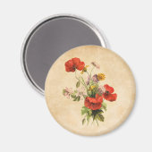  Rustic Bouquet Red Poppies Wilde Bloemen Magneet (Voorkant / Achterkant)