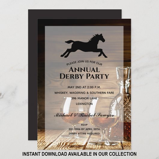 Rustic Bourbon Derby Horse Racing Party Invitation
