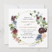 Rustic Bourgogne Florals Wedding Kaart (Voorkant)