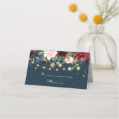 Rustic Bourgogne Navy Blue & Red Flowers & Lichten (Voorkant)