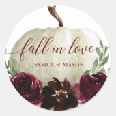 Rustic Bourgogne Pumpkin-Herfst in liefde Ronde Sticker (Voorkant)