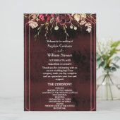 Rustic Bourgogne Waterverf Calligrafie bruiloft Programma (Staand voorkant)