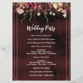 Rustic Bourgogne Waterverf Calligrafie bruiloft Programma (Achterkant)