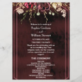 Rustic Bourgogne Waterverf Calligrafie bruiloft Programma (Voorkant)