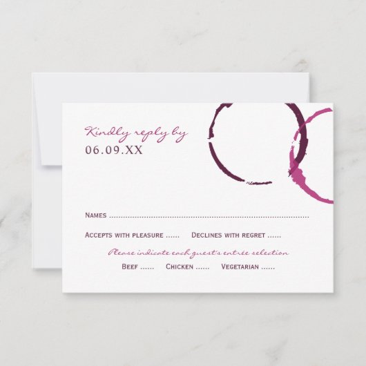 Rustic Bourgogne Wine Stain Wedding RSVP Kaartje (Voorkant)