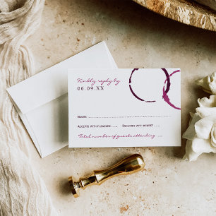 Rustic Bourgogne Wine Stain Wedding RSVP Kaartje
