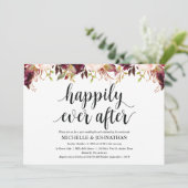 Rustic Bourgondië Huwelijksuitnodigingskaart na de Kaart (Staand voorkant)