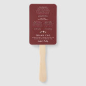 Rustic Bourgondië Marsala Bloemen Bruiloftsprogram Handwaaier (Achterkant)