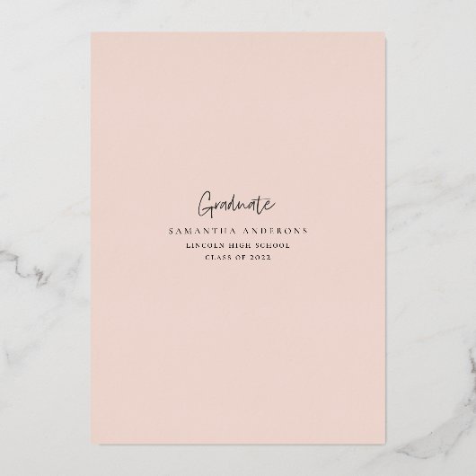 Rustic Bourgondië Navyblauw & Roze Bloem Echt Foli Folie Uitnodiging (Achterkant)