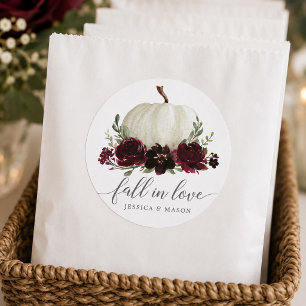 Rustic Bourgondië Pompoen Verliefd Worden Favor St Ronde Sticker