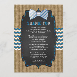 Rustic Bow Stropdas Baby shower gedicht bedankt Kaart