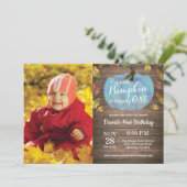 Rustic Boy Citrouille First Birthday Invitation Bl (Debout devant)