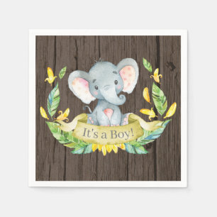 Rustic Boy Elephant Baby shower Yellow Napkins Servet