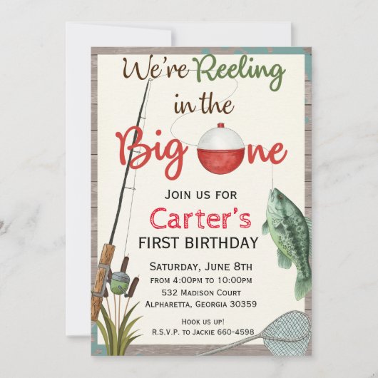 Rustic Boy Fishing Invitation d'anniversaire (Devant)