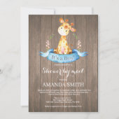 Rustic Boy Giraffe Baby shower par Mail Invitation (Devant)