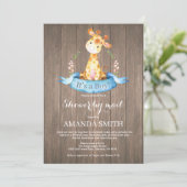 Rustic Boy Giraffe Baby shower par Mail Invitation (Debout devant)