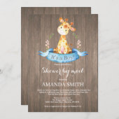 Rustic Boy Giraffe Baby shower par Mail Invitation (Devant / Derrière)