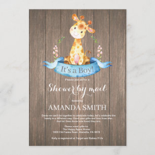 Rustic Boy Giraffe Baby shower par Mail Invitation
