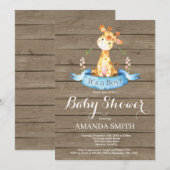 Rustic Boy Giraffe Baby shower Uitnodiging (Voorkant / Achterkant)