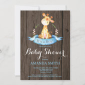 Rustic Boy Giraffe Baby shower Uitnodiging (Voorkant)