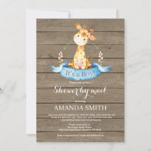 Rustic Boy Giraffe Baby shower via Mail Invitation Kaart