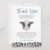 Rustic Boy Koe Baby shower Bedankkaart (Voorkant)