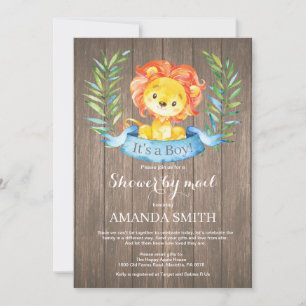 Rustic Boy Lion Baby shower per post Kaart