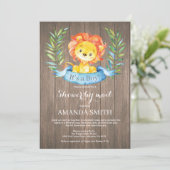 Rustic Boy Lion Baby shower per post Kaart (Staand voorkant)