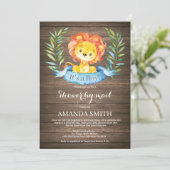 Rustic Boy Lion Baby shower per post Kaart (Staand voorkant)