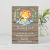 Rustic Boy Lion Baby shower per post Kaart (Staand voorkant)