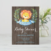 Rustic Boy Lion Baby shower Uitnodiging (Staand voorkant)