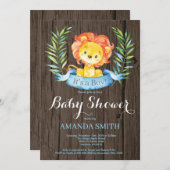 Rustic Boy Lion Baby shower Uitnodiging (Voorkant / Achterkant)