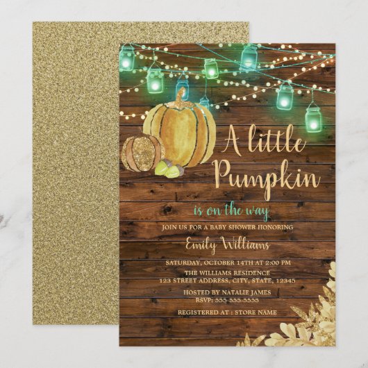 Rustic Boy Little Pumpkin Herfst Boy Baby shower Kaart (Voorkant / Achterkant)