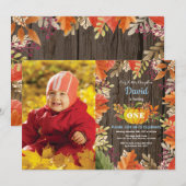 Rustic Boy Pumpkin Herfst Birthday Uitnodiging (Voorkant / Achterkant)