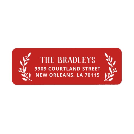 Rustic Branch Holiday Red Return Adresse Étiquette (Devant)