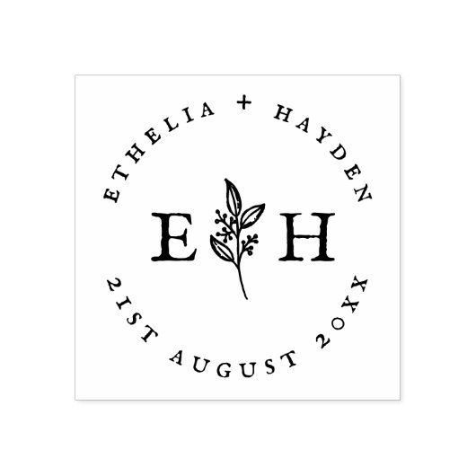 Rustic Branch Outdoor Wedding Date & Couples Names Rubberstempel (Afrduk)