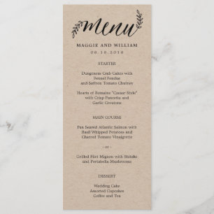 Rustic Branches Menu Card Kraft