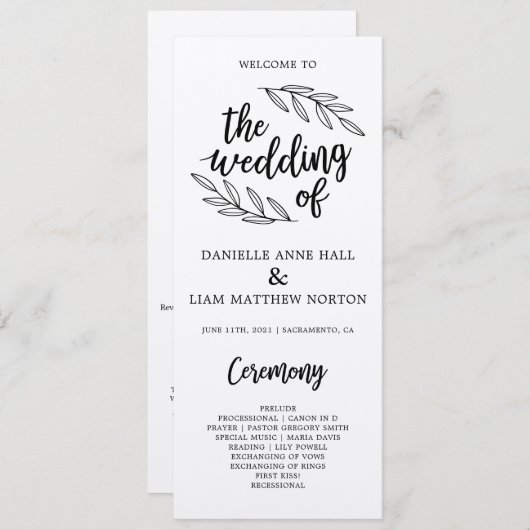 Rustic Branches Wedding Ceremony Program Programma (Voorkant / Achterkant)