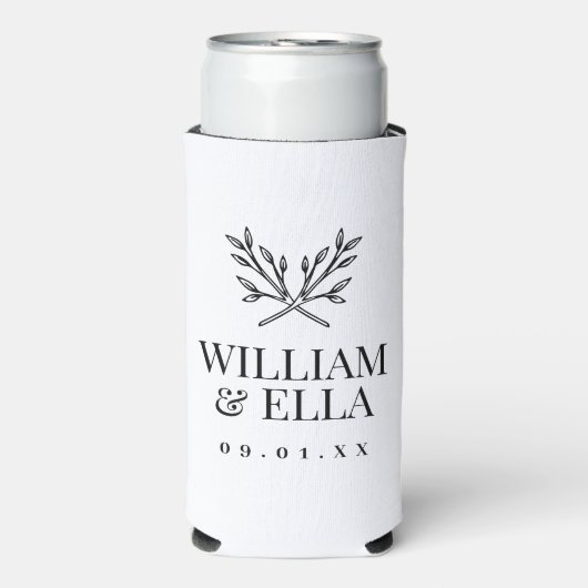 Rustic Branches Wedding Monogram | wit (Seltzer Voorkant)